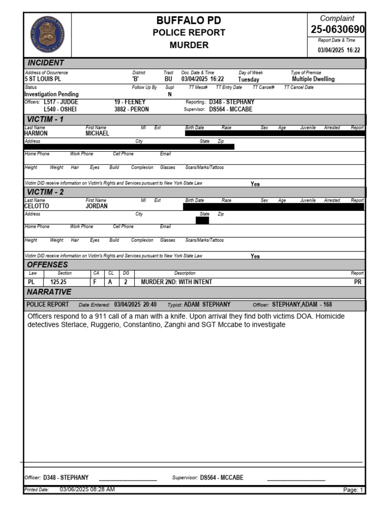 Double Homicide Police Report | PDF | Crimes | Crime & Violence