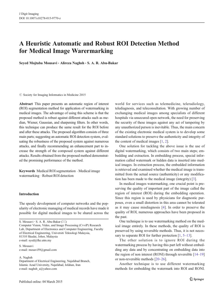 A Heuristic Automatic and Robust ROI Detection Method | PDF | Signal ...
