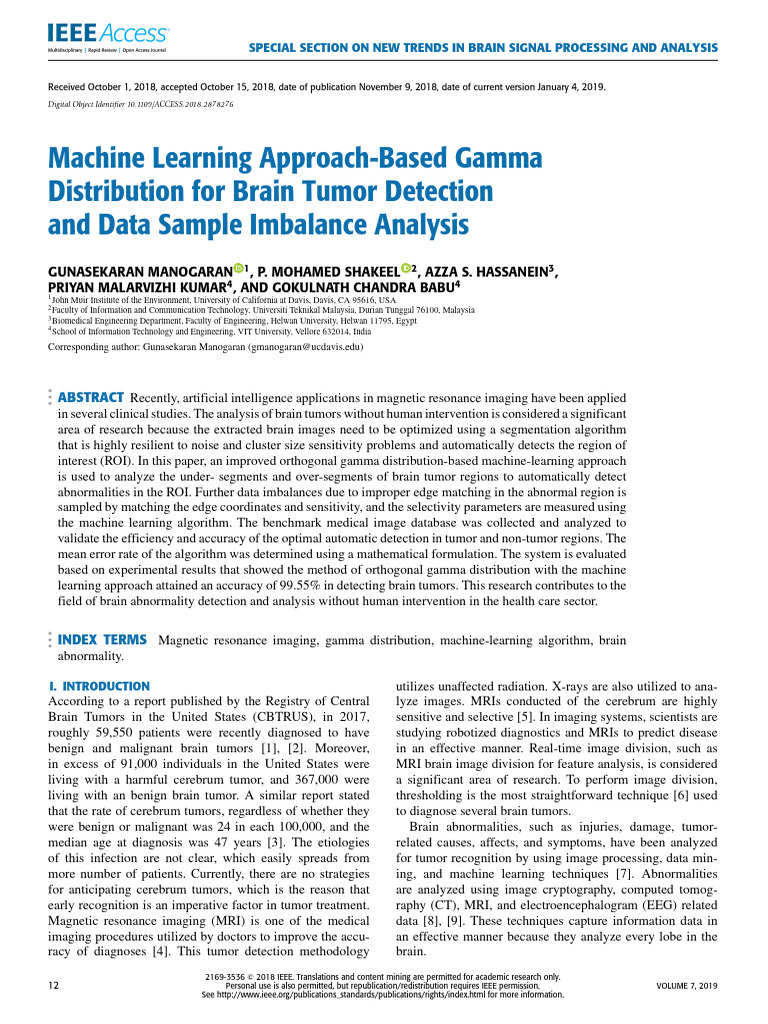 Machine Learning for Brain Tumor Detection | PDF | Image Segmentation ...