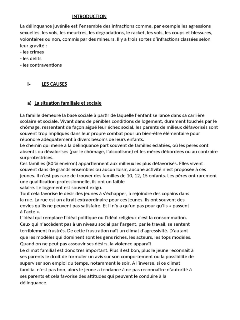 Causes et conséquences de la délinquance juvénile | PDF | Médicaments ...