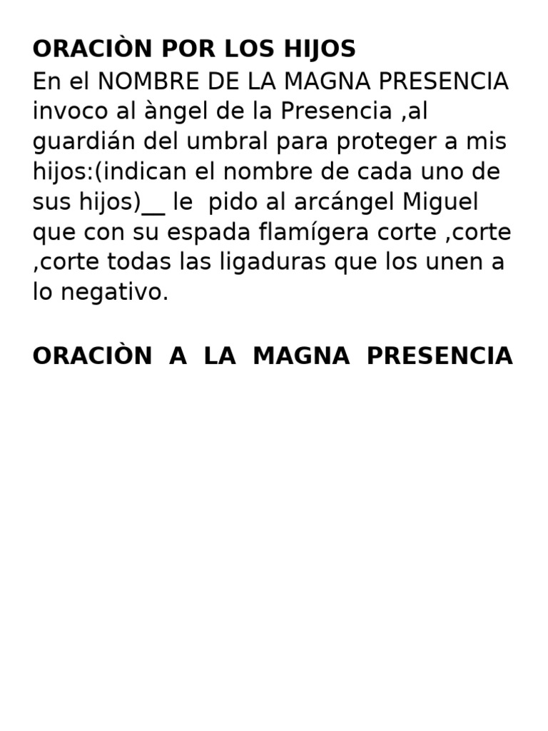 Oraciòn Por Los Hijos | PDF