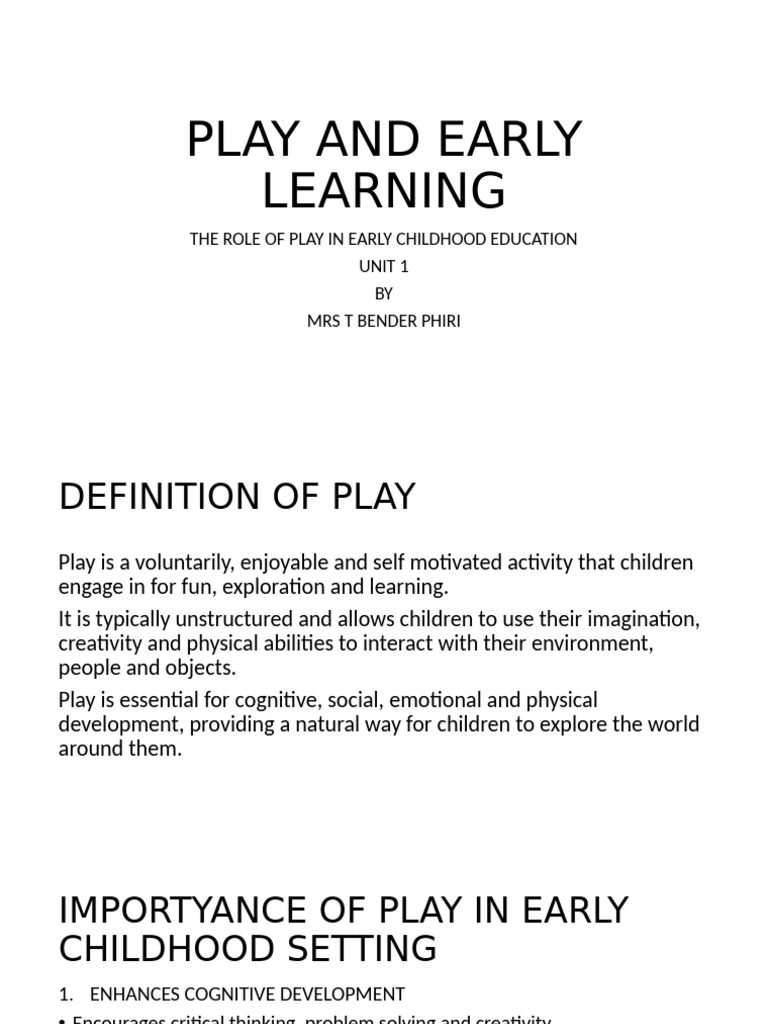 The Importance of Play in Early Learning | PDF | Learning | Creativity