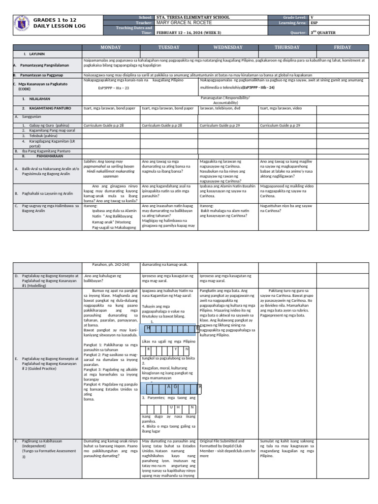 DLL - Esp 5 - Q3 - W3 | PDF