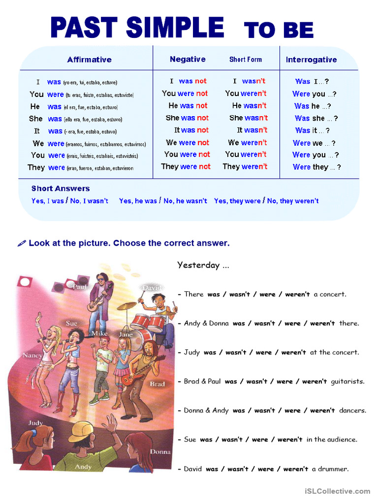 Past Simple 'To Be' Exercises | PDF