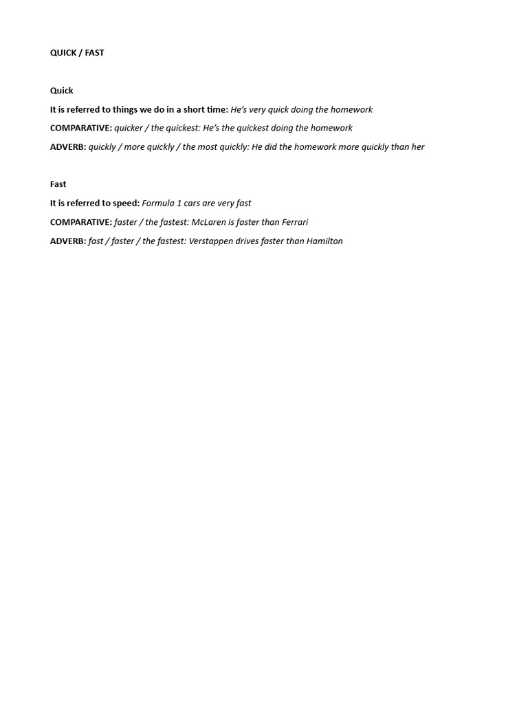 Quick and Fast | PDF