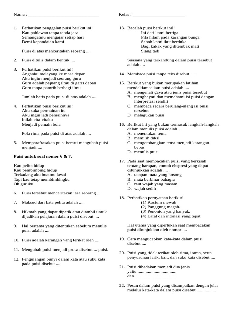 Memetik Keindahan Kata: Memahami Puisi untuk Siswa Kelas 4 SD