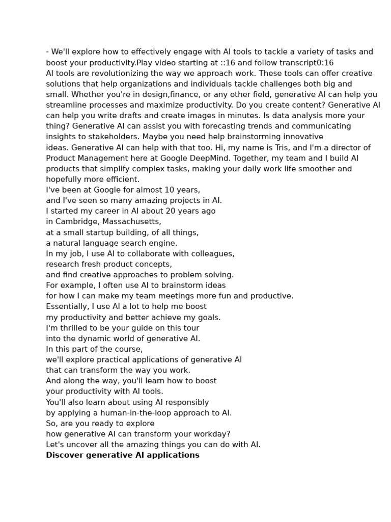 Leveraging Generative AI for Work Tasks | PDF | Artificial Intelligence ...