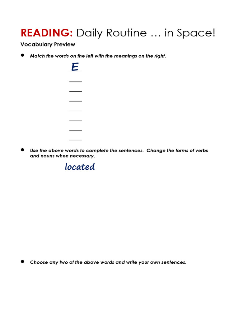 Daily Routine on the Space Station | PDF | Language Mechanics | Grammar