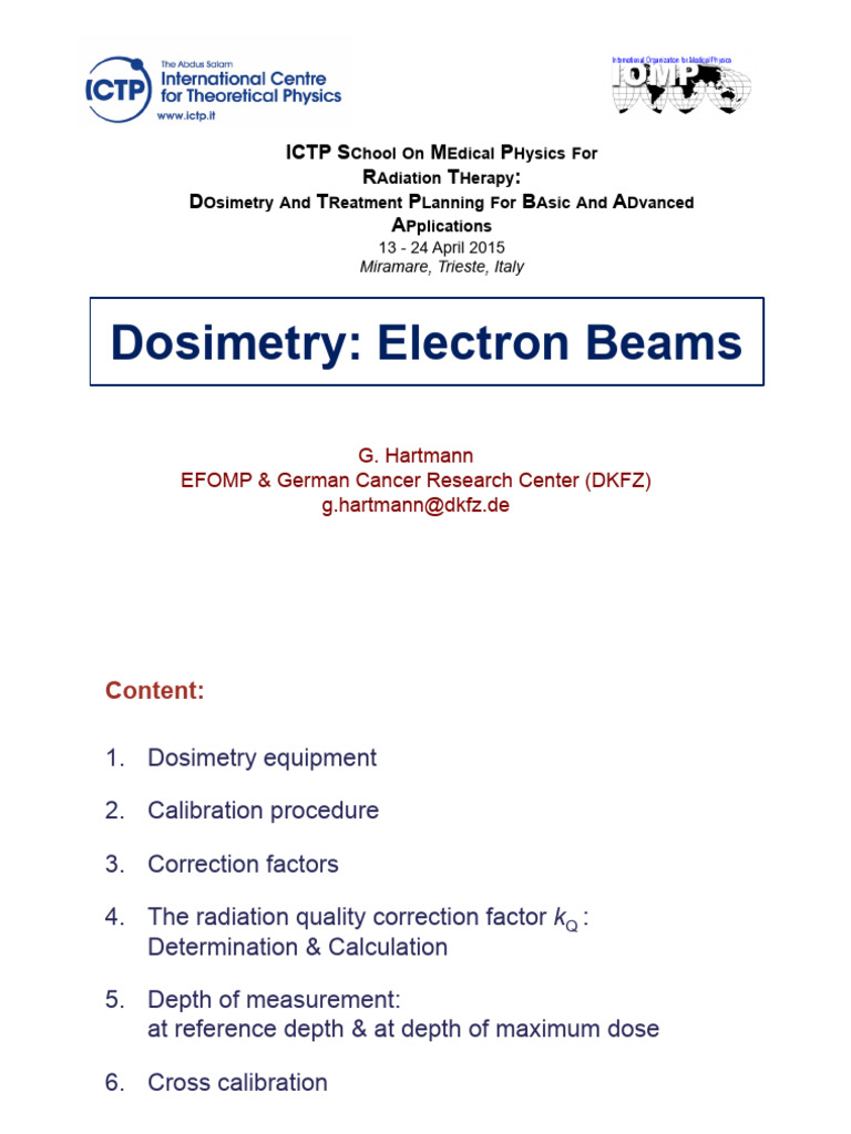 Electron Beam Dosimetry Techniques | PDF | Dosimetry | Ionizing Radiation
