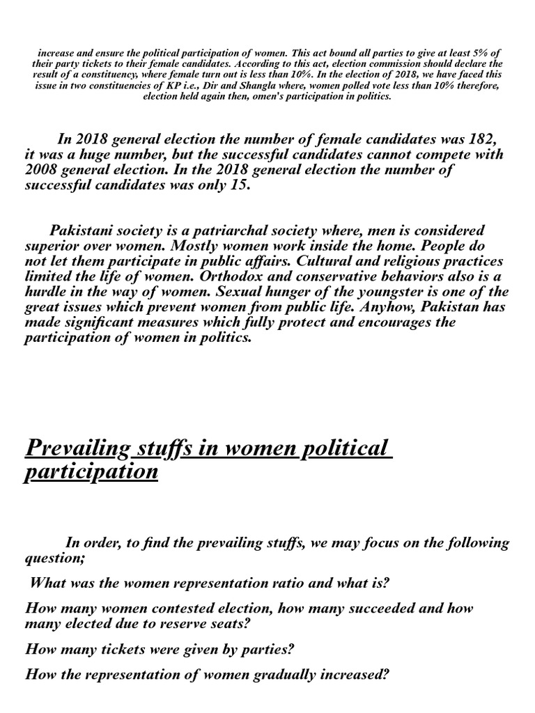 Women's Political Participation in Pakistan | PDF | Elections | Pakistan