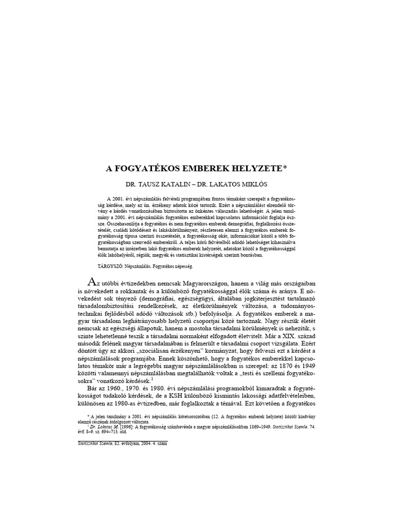 A Fogyatékos Emberek Helyzete | PDF