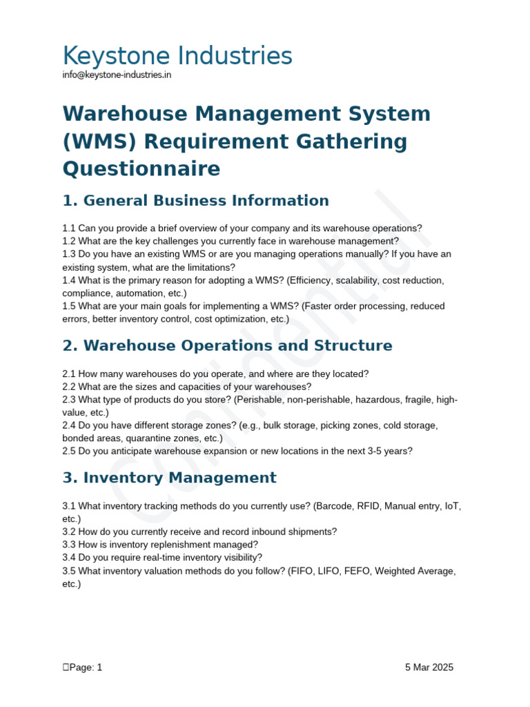 Warehouse Management System By Keystone | PDF | Logistics | Warehouse