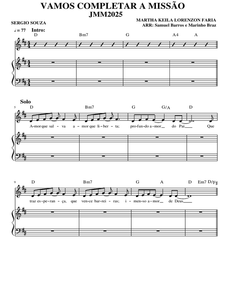 Partitura Vamos - Completar - A - Missão PDF | PDF