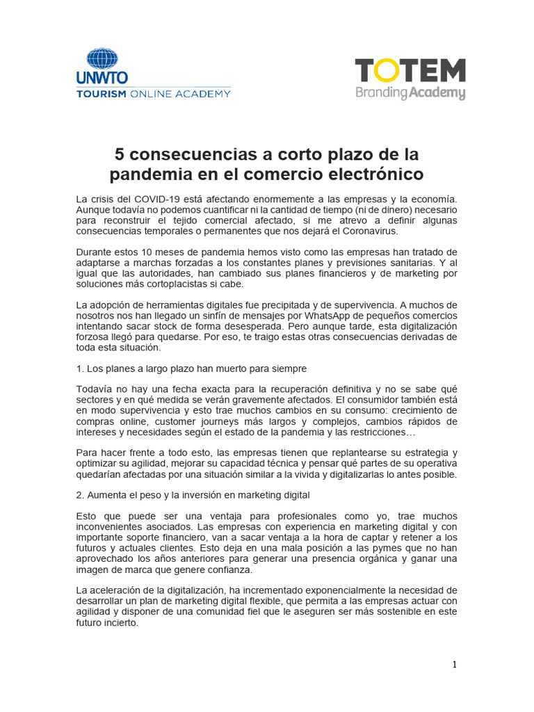 2.-Consecuencias de La Pandemia en Las Empresas | PDF | Marketing ...
