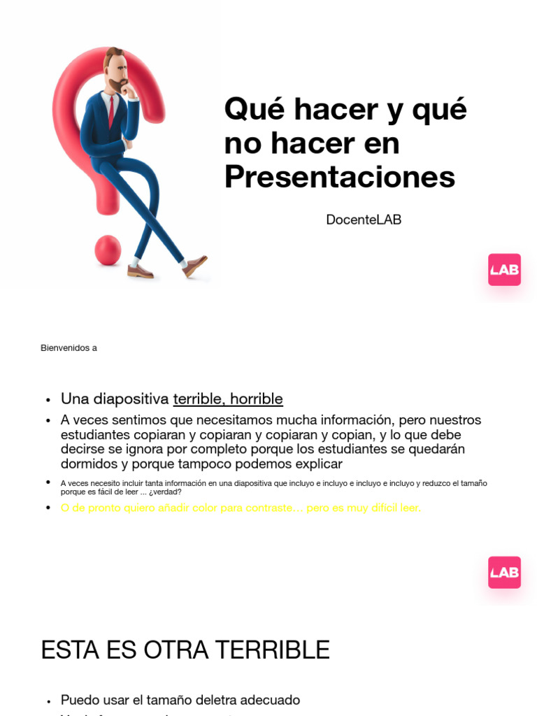 Qué Hacer y Qué No Hacer en Presentaciones | PDF