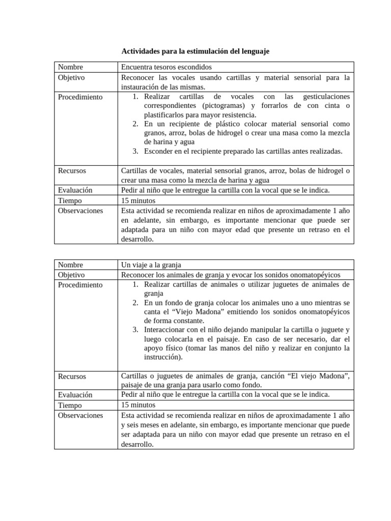 Actividades para La Estimulación Del Lenguaje | PDF | Juguetes