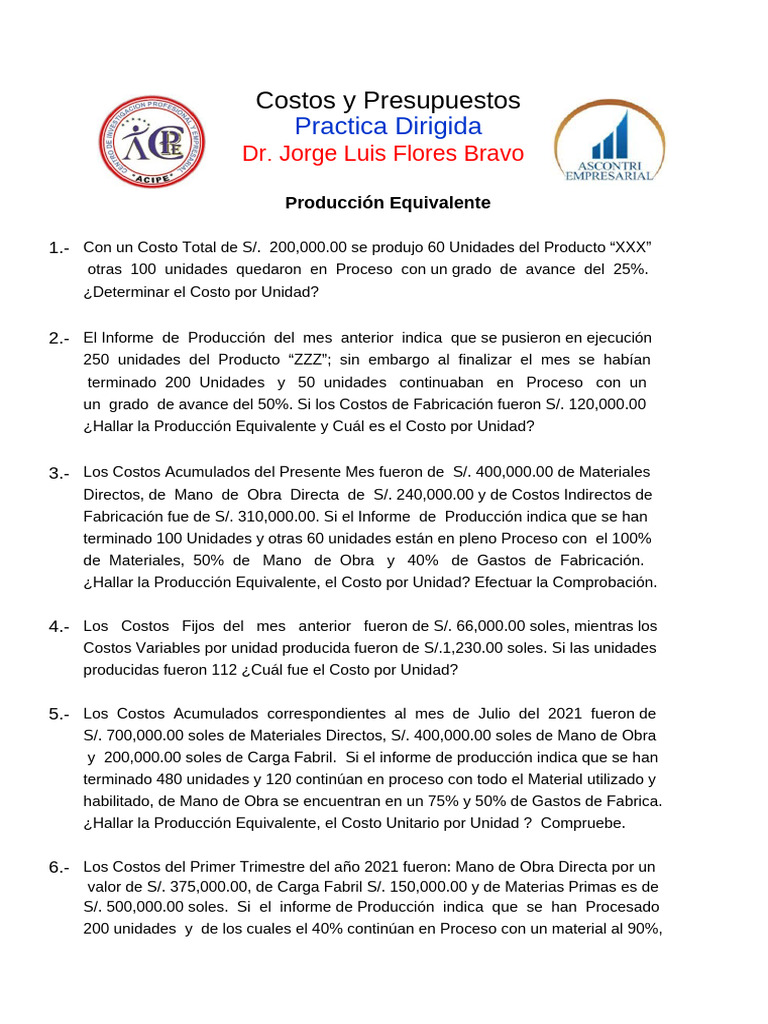 Casos Producción Equivalente - Solución 11-06 (1) (1) | PDF ...