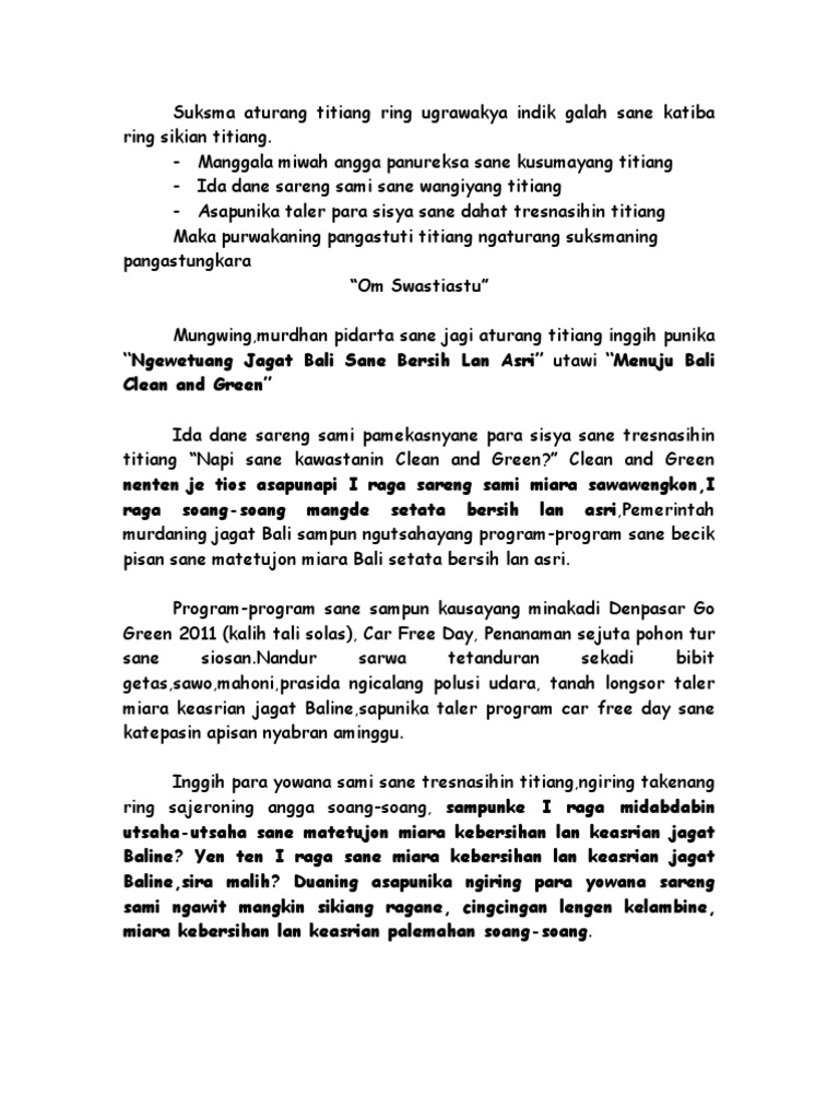 Pidato Bahasa Bali