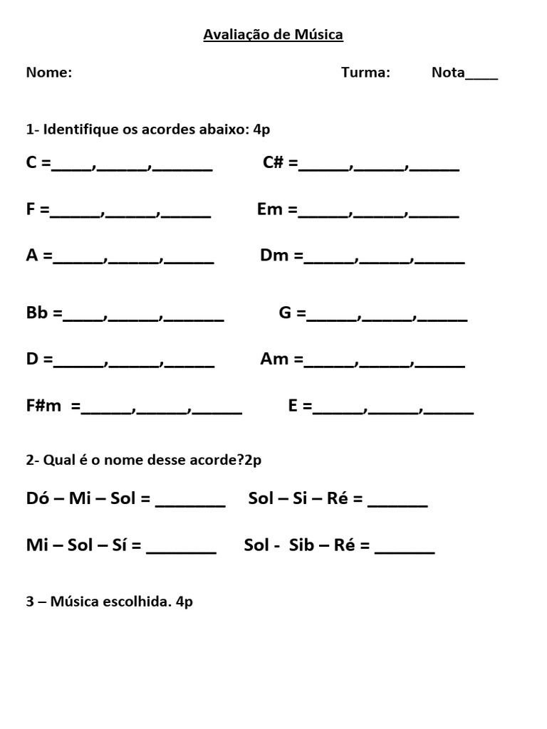 Avaliação de Acordes Musicais | PDF