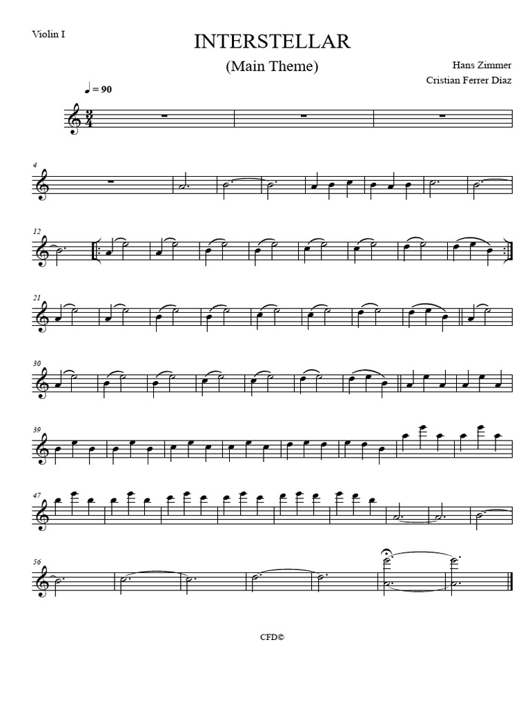 Interstellar Violin Sheet Music | PDF