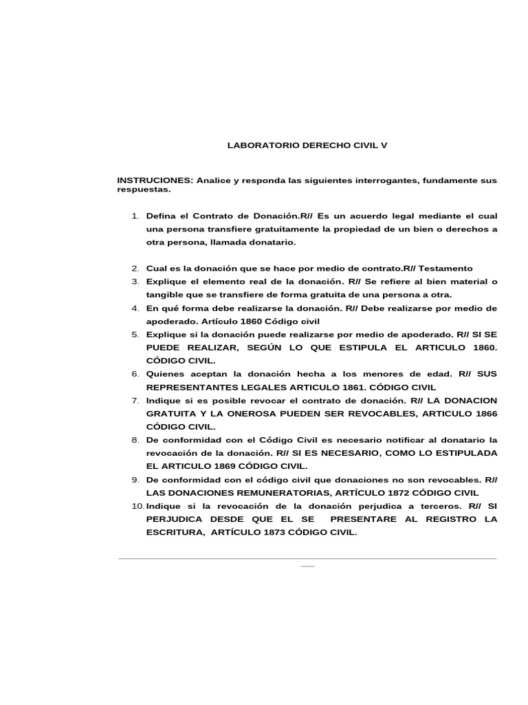 Contrato de Donación en Derecho Civil | PDF