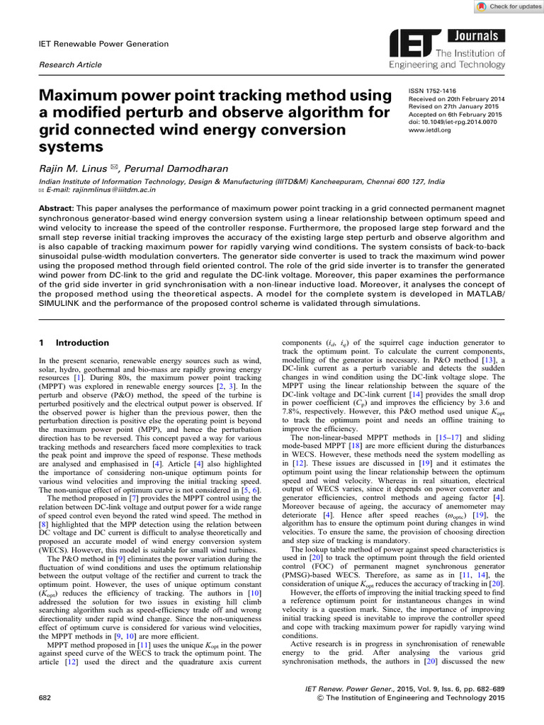 Enhanced MPPT for Wind Energy Systems | PDF | Power Inverter | Power ...