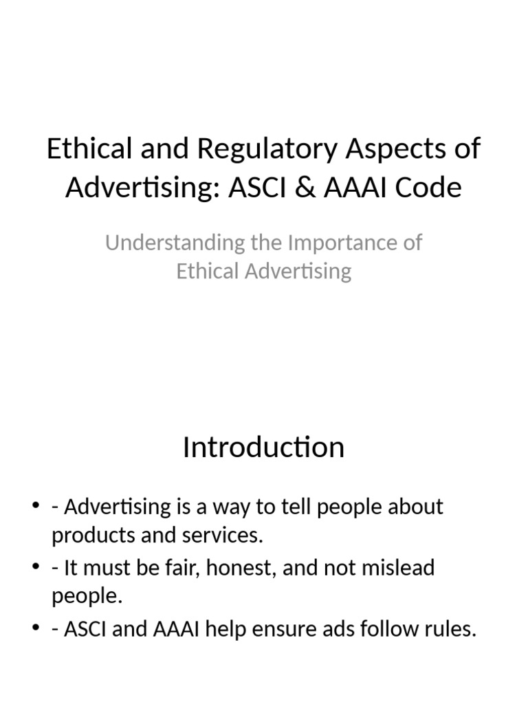 Ethical Advertising ASCI AAAI | PDF