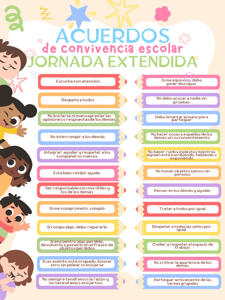 Acuerdos de Convivencia Escolar Ilustrados | PDF