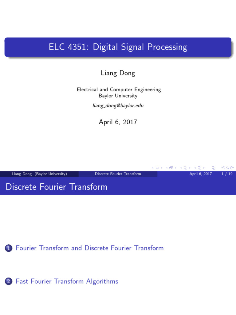 Discrete Fourier Transform Overview | PDF | Fourier Analysis | Discrete ...