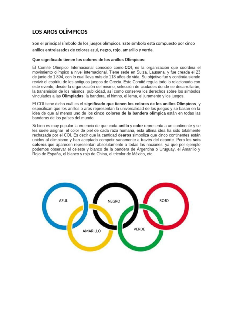 Los Colores De Bandera Anillos Olímpicos Significado Los Aros