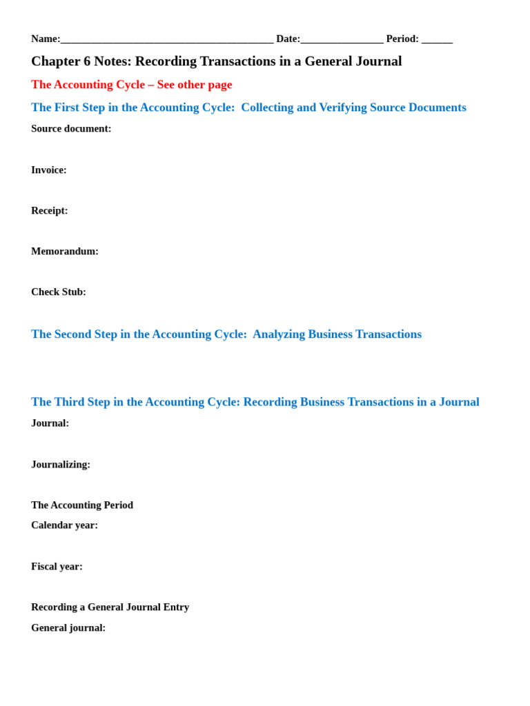 Accounting Cycle General Journal Notes Pdf