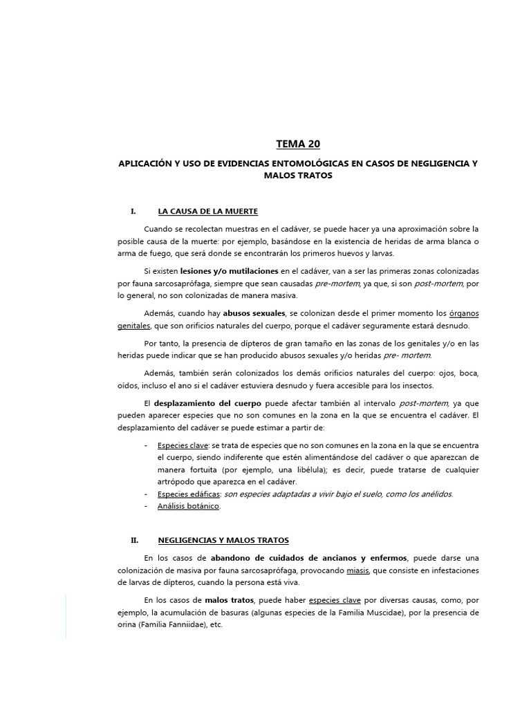 Evidencias Entomológicas en Negligencia | PDF | Cadáver | Insectos