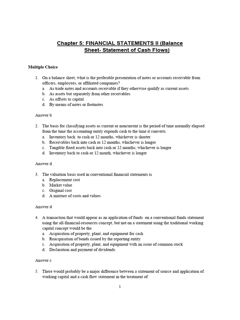 Financial Statements: Balance Sheet & Cash Flow | PDF | Fair Value ...