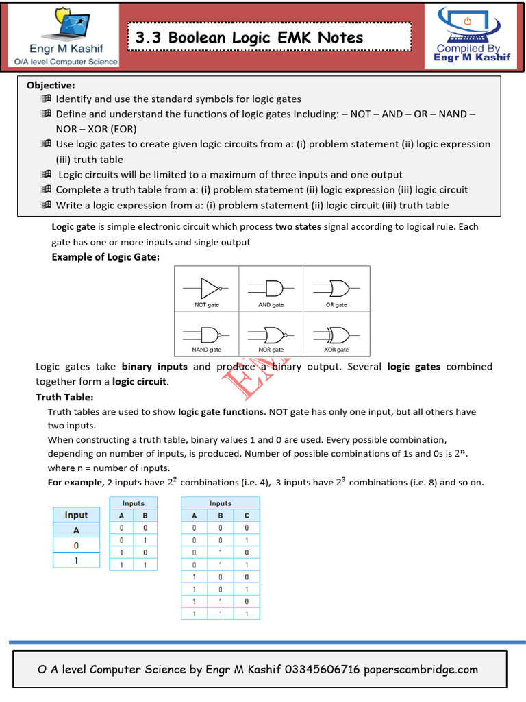 3.3 Logic Gate Notes by EMK | PDF | Logic Gate | Electronic Design
