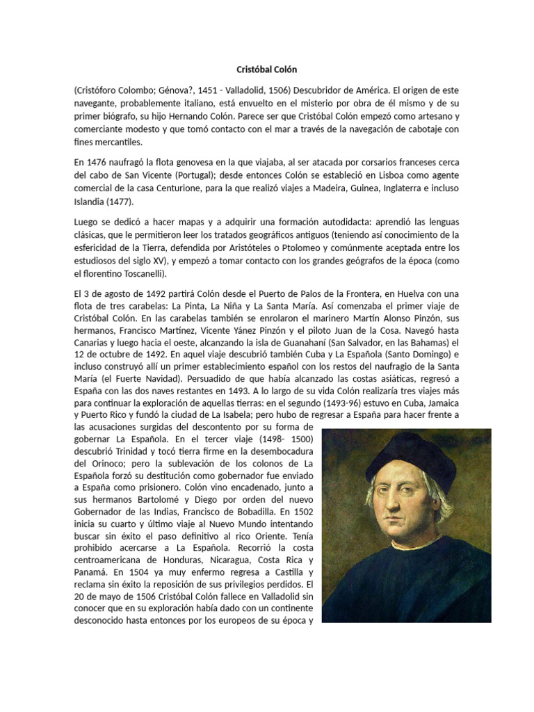 Cristóbal Colón y la Conquista de América | PDF | Cristobal colon ...