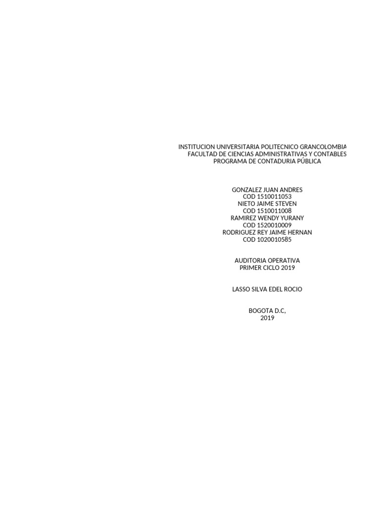 Auditoria Operacional | PDF | Presupuesto | Sociedad de responsabilidad ...