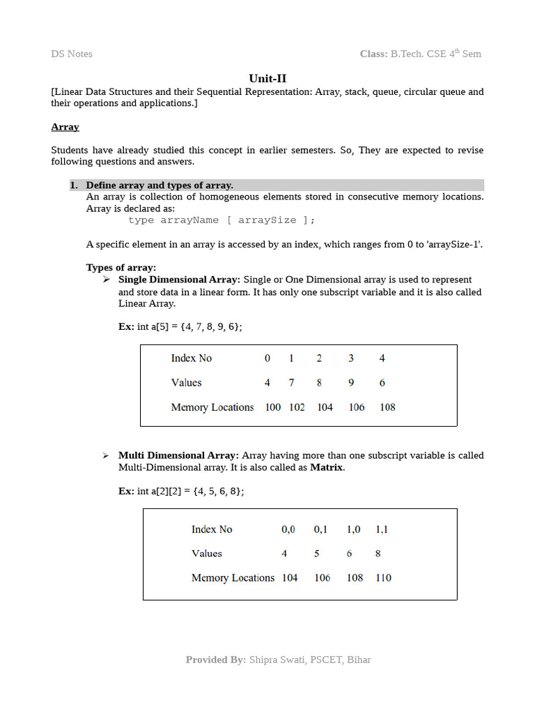Unit-2_Array+P1 | PDF | Pointer (Computer Programming) | Bracket