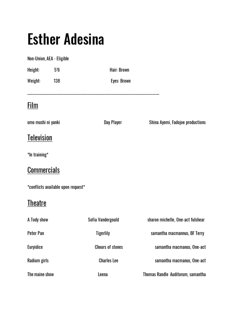 acting modeling resume PDF - 1