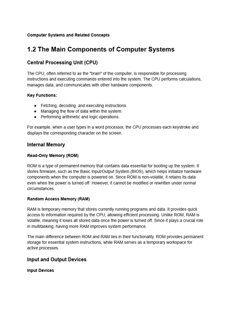 Overview of Computer Systems Components | PDF | Graphical User ...