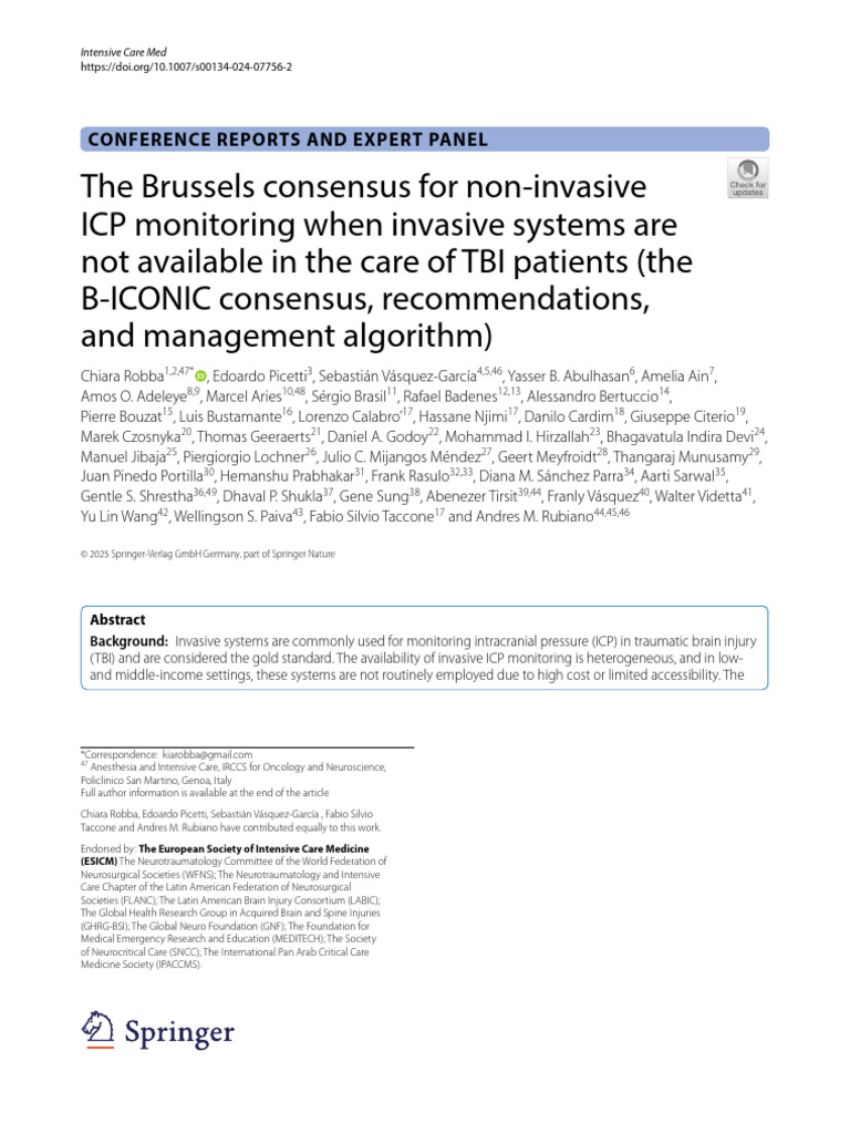 Non-Invasive ICP Monitoring Guidelines | PDF | Traumatic Brain Injury ...