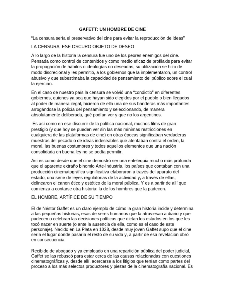 Gaffet: Censura y Cine Argentino | PDF | Moralidad | Censura