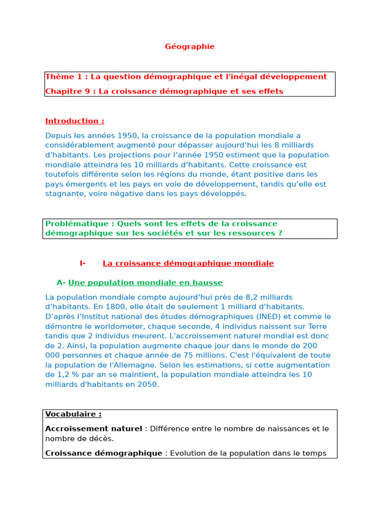Effets de la croissance démographique mondiale | PDF | Population ...