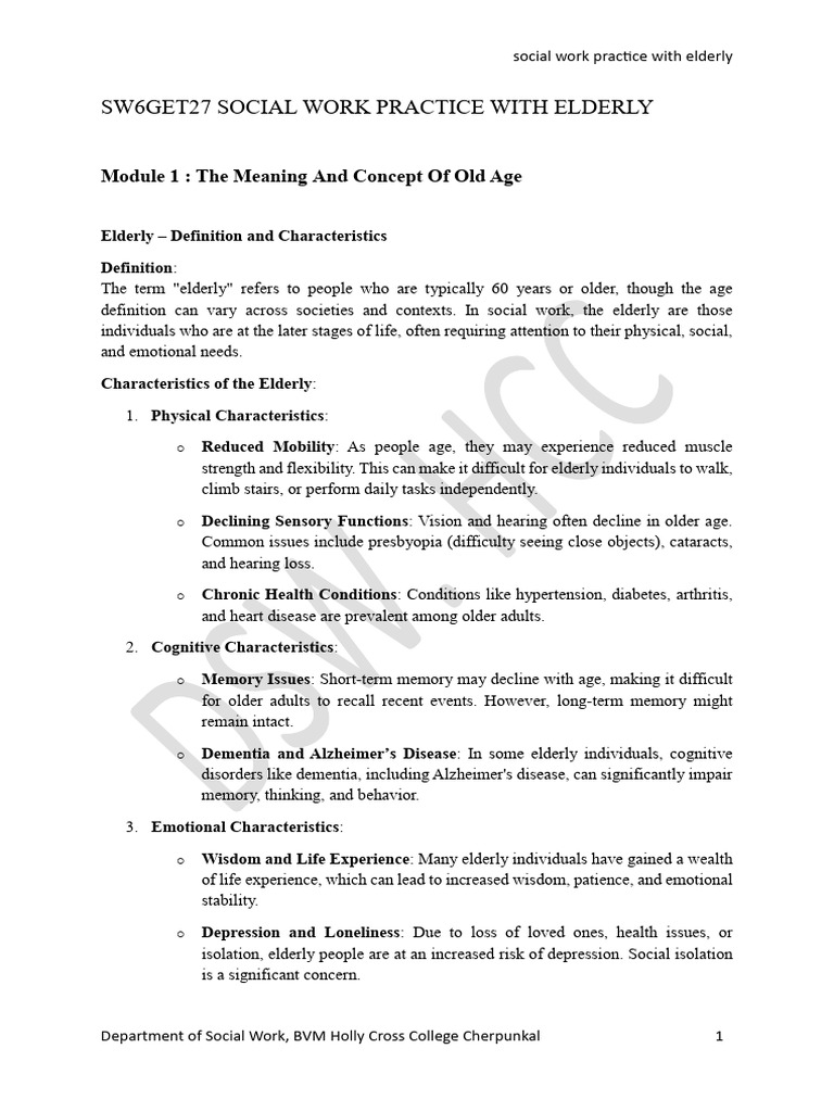 Social Work Practices for the Elderly | PDF | Dementia | Alzheimer's ...