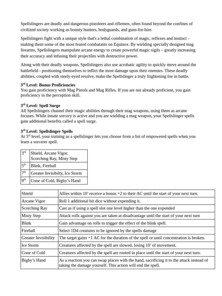 Spellslinger Class Guide for 5E | PDF | Projectile Weapons | Ballistics