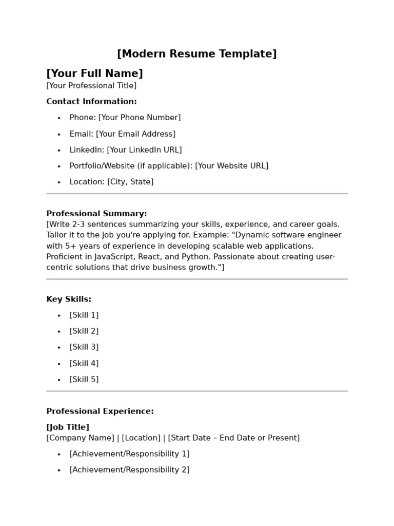 Modern Resume Template Guide | PDF