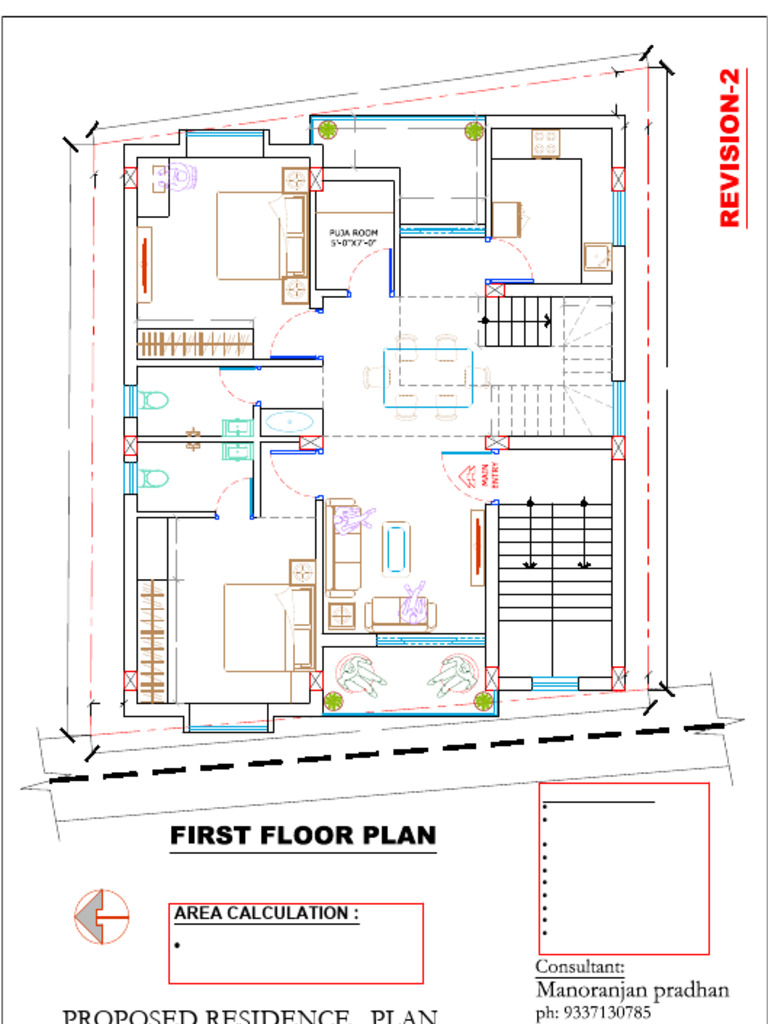 First Floor Plan With Final Column | PDF | Kitchen | Bathroom