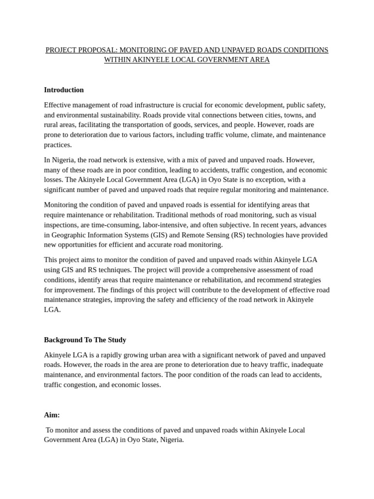 Assessment of Paved and Unpaved Roads | PDF | Geographic Information ...