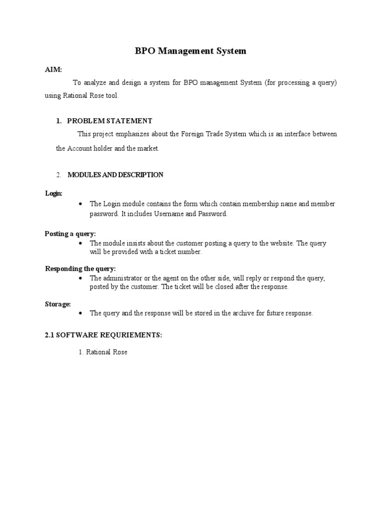 BPO Management System Overview | PDF | Business | Technology & Engineering