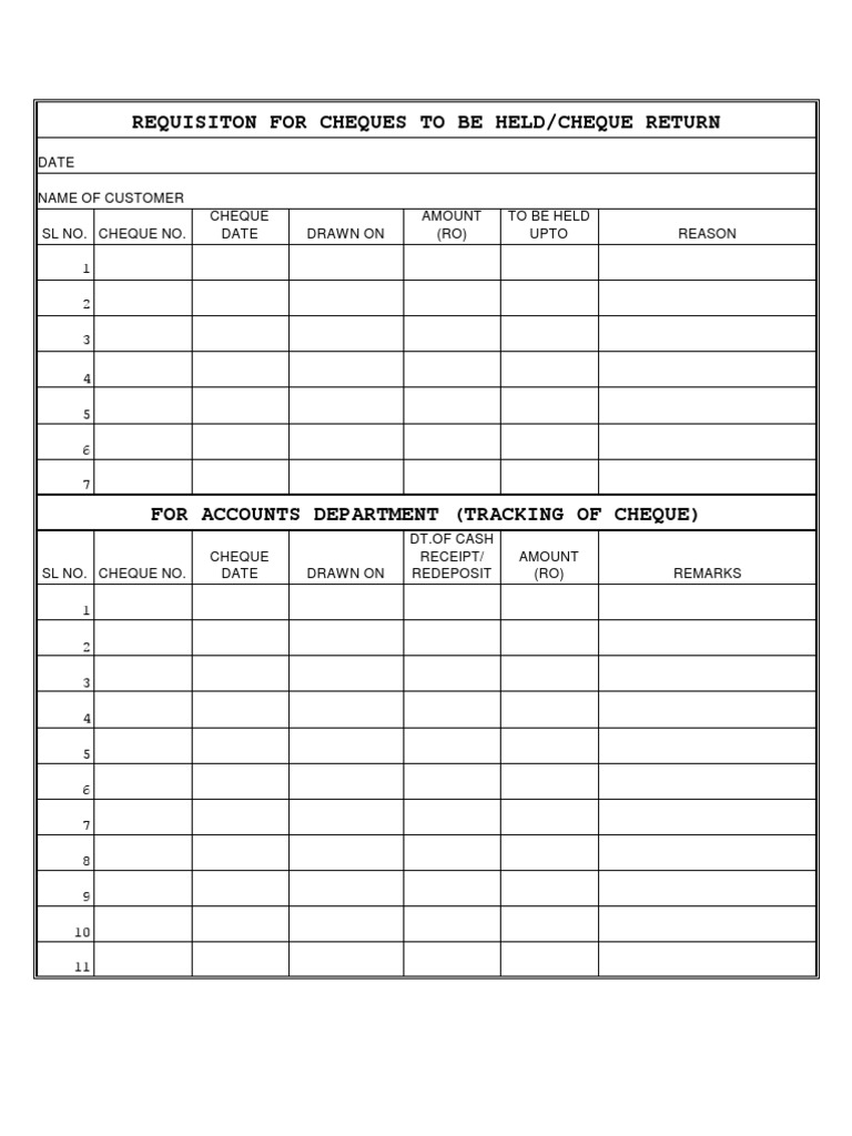 Cheque Tracking and Holding Requisition | PDF