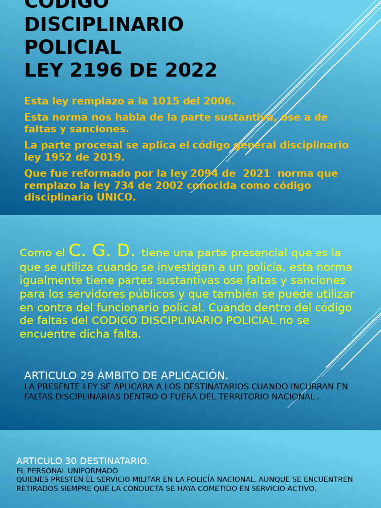 Código Disciplinario Policial Ley 2196 | PDF